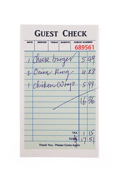 Vintage guest check with menu items and totals