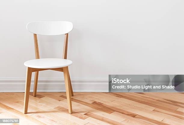 White Chair In An Empty Room Stock Photo - Download Image Now - Chair, Wood - Material, White Color