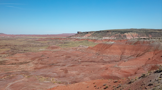 Blue sky over Painted Desert National Park on old Route 66 in Arizona United Sttes