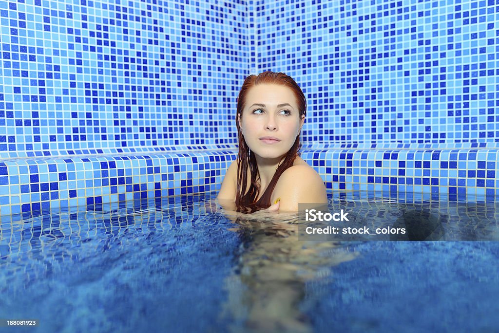 relaxation beautiful woman in swimming pool relaxing. Adult Stock Photo