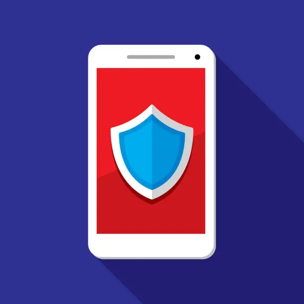 Vector illustration of Shield Smartphone Icon Flat 1