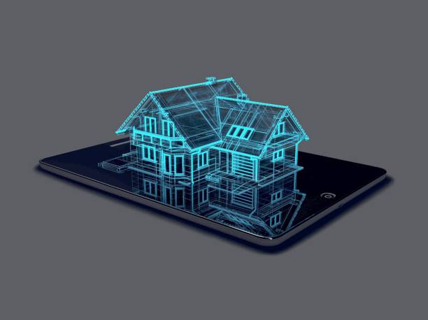 istock Tablet with home icon hologram 1880854452