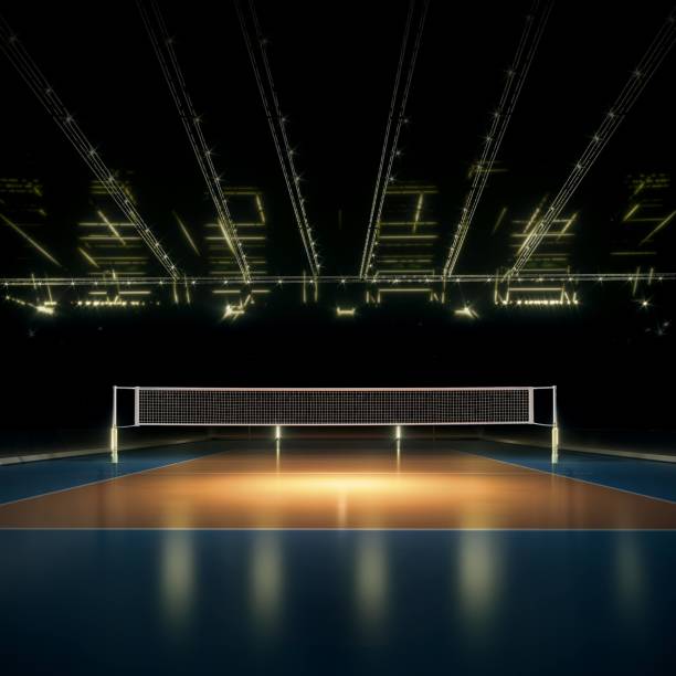 istock Empty professional volleyball court in lights 1880868641
