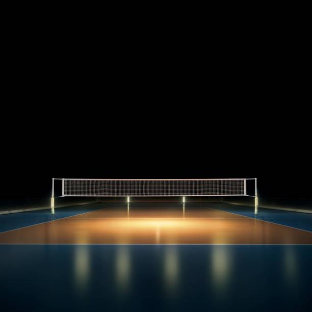 istock Empty professional volleyball court in lights 1880868644