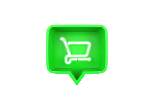 istock Shopping Cart icon in green speech bubble 1880871769