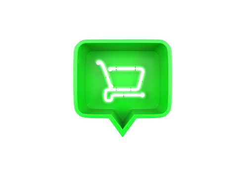 Shopping Cart icon in green speech bubble