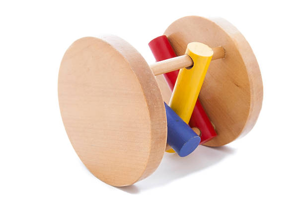 istock wooden toy with blue red and yellow 188090616
