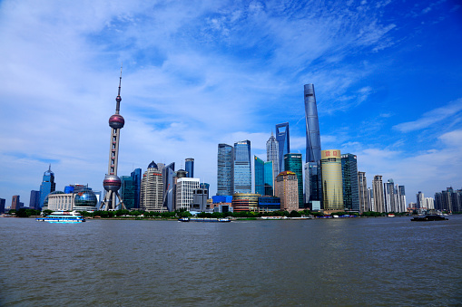 Shanghai, China - June 2, 2018: Architectural scenery of Shanghai Bund, Shanghai, China