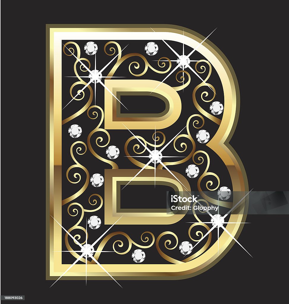 Gold Letter B With Swirly Ornaments Stock Illustration - Download Image Now  - Alphabet, Bling Bling, Blinking - iStock