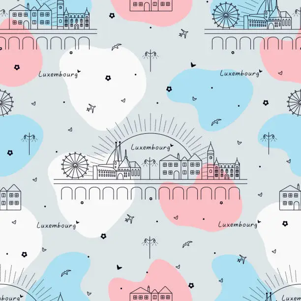 Vector illustration of Luxembourg color seamless pattern