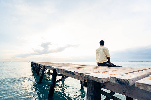 businessman by the sea, enjoying his time away from the office