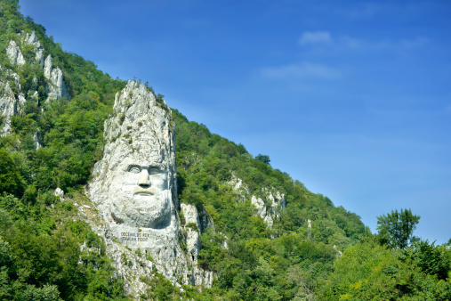 mountain with sculpture in Romania.