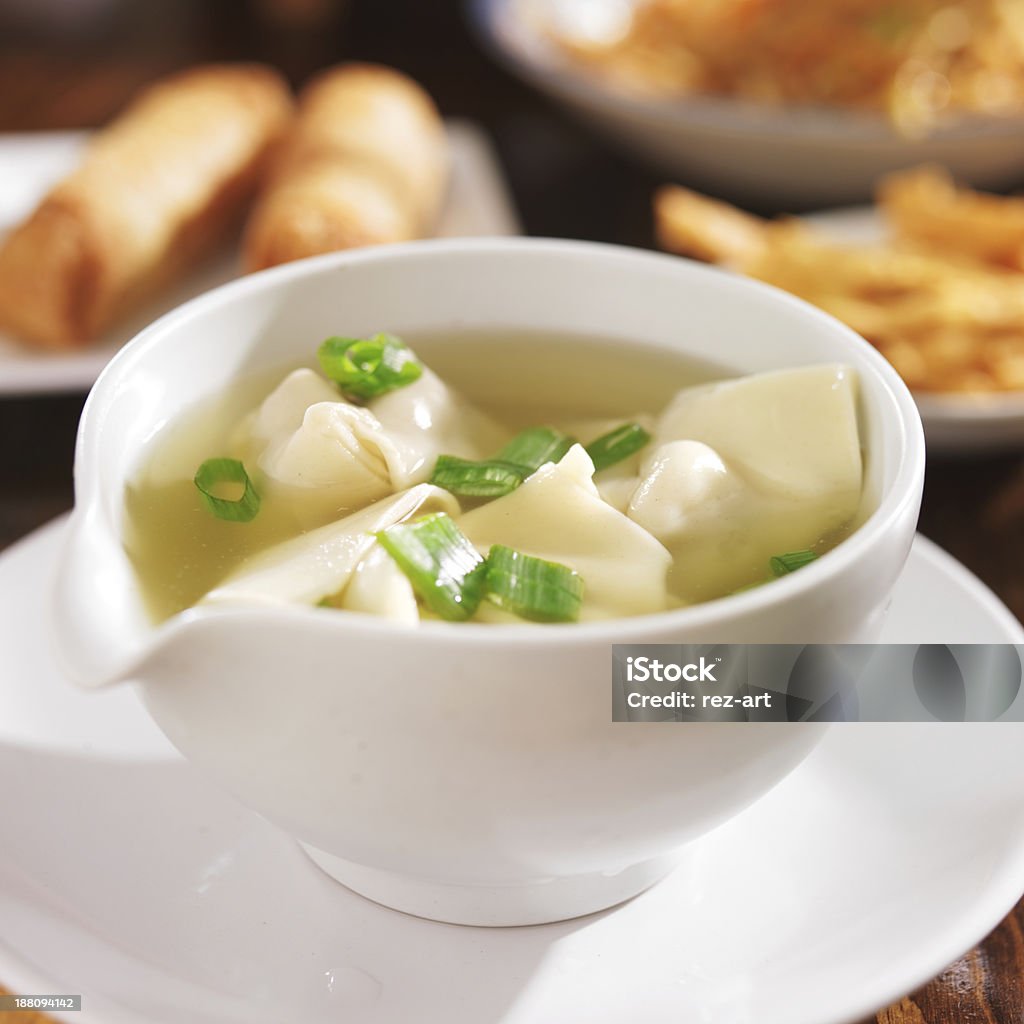 chinese food - bowl of wonton soup close up photo of a  bowl of wonton soup Asia Stock Photo