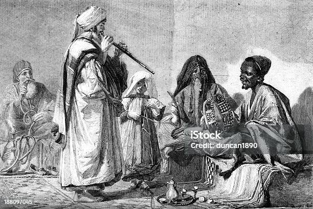 Марокканский Семьи — стоковая векторная графика и другие изображения на тему История - История, Флейта, 1860-1869