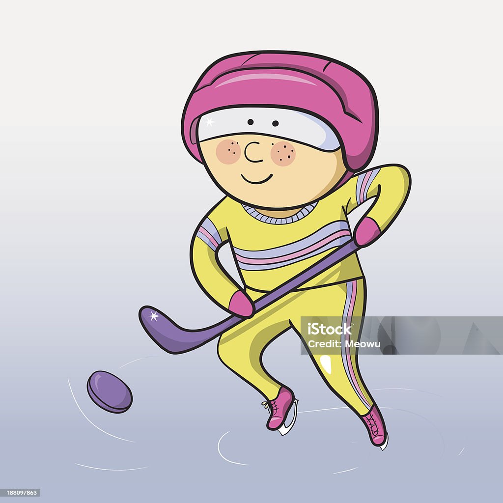 Vector de dibujos animados jugador de hockey - arte vectorial de Accesorio de cabeza libre de derechos