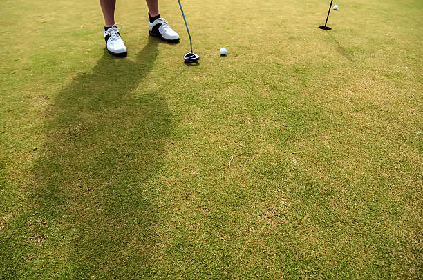 istock Golf ball on a green, in front of the hole, 188100358