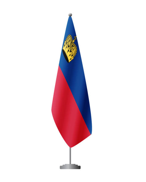 istock Liechtenstein flag on flagpole for official meetings, transparent background, vector 1881022033