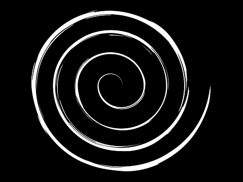 White spiral with outline using a brush effect isolated on black.