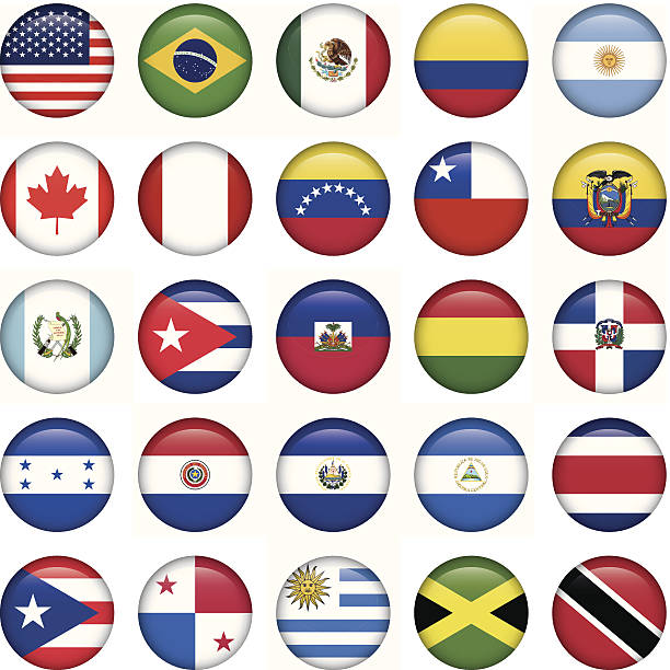 американские флаги круглые значки - argentina honduras stock illustrations