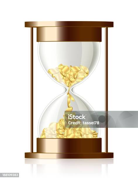 Времяденьгивектор Песочные Часы С Монетами — стоковая векторная графика и другие изображения на тему Банковское дело - Банковское дело, Без людей, Блестящий