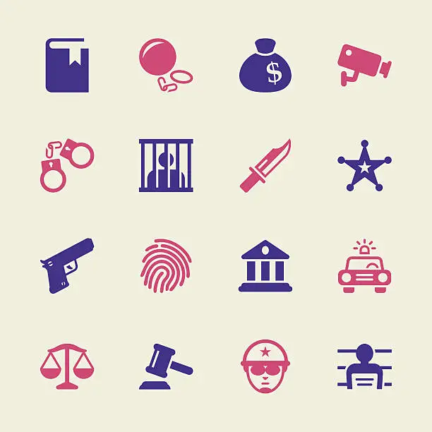 Vector illustration of Justice and Law Icons - Color Series