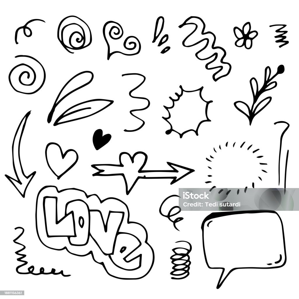 Emphasis Line Doodle Hand Drawn Doodle Design Elements Black On White Background Emphasis ...