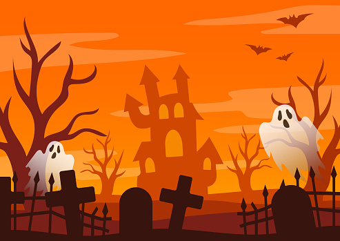 Vector Halloween Trick or Treat holiday background. Vector poster illustration with place for your text.