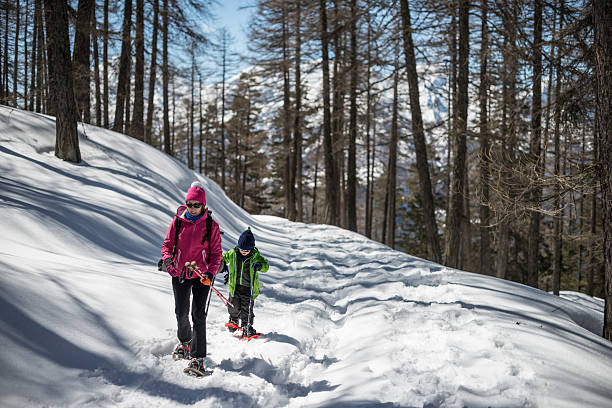 istock Mother and Son Snowshoeing 188119715