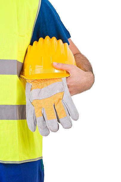 ブルーのカラーの労働者。 - reflection formal glove sports glove protective glove ストックフォトと画像