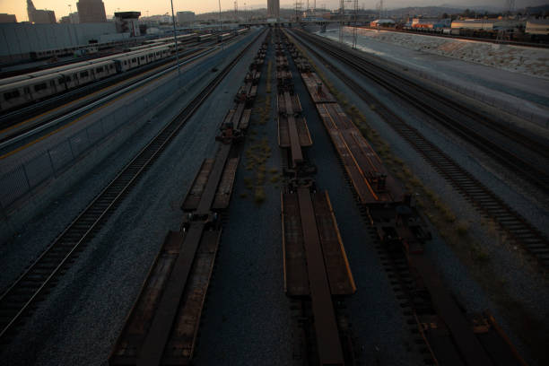 istock Railway tracks spreading out in the evening 1881216679