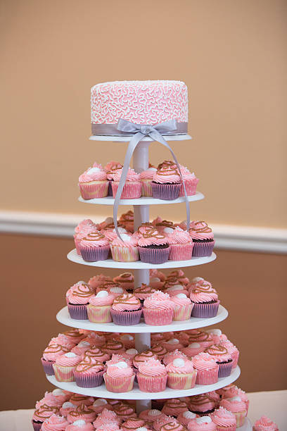 istock Tower of Cupcakes with a Pink Wedding Cake 188121797