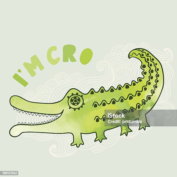 Cartoon Crocodile Illustration In Watercolors Stock Illustration - Download Image Now - Abstract, Animal, Animal Markings