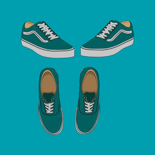 Vector illustration of green vans shoes