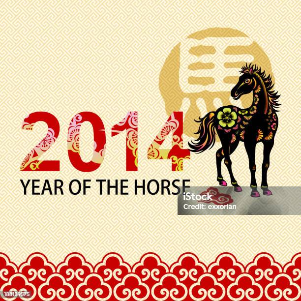 Year Of The Horse Papercut With Chinese Graphic Elements Stock Illustration - Download Image Now