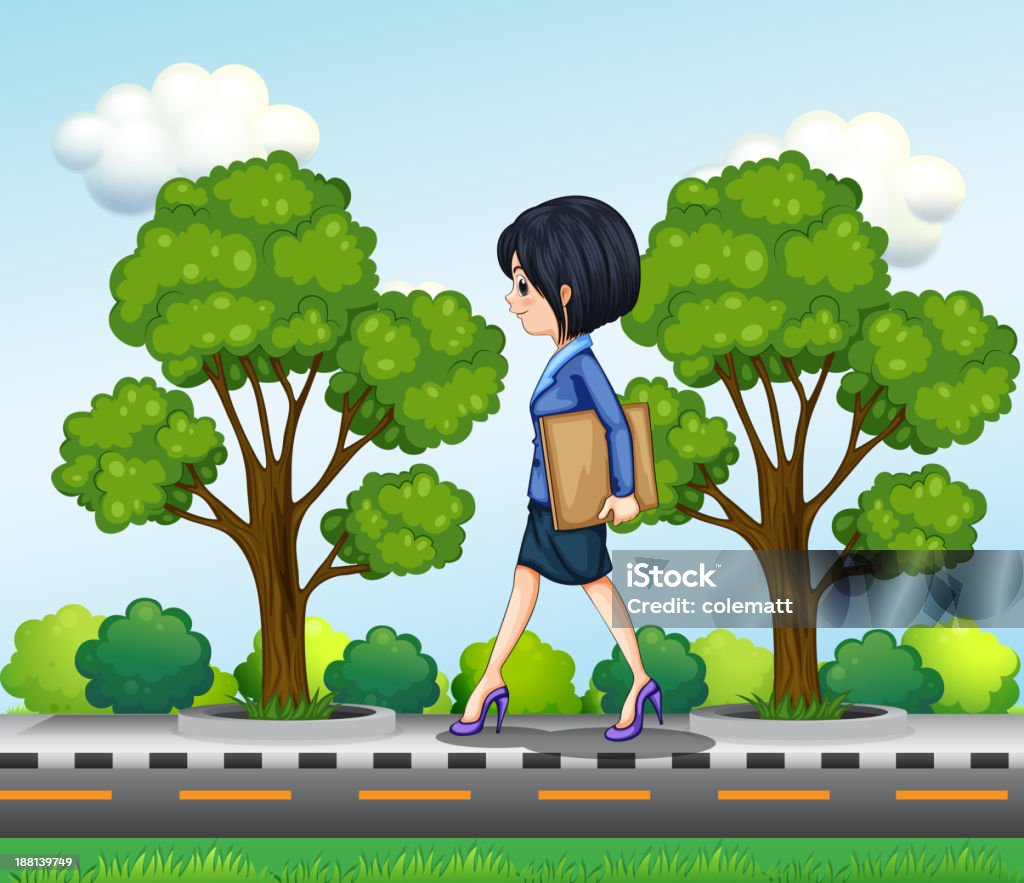 girl walking at the street seriously with documents Adult stock vector