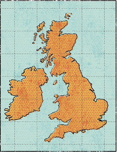 Grunge UK map vector art illustration