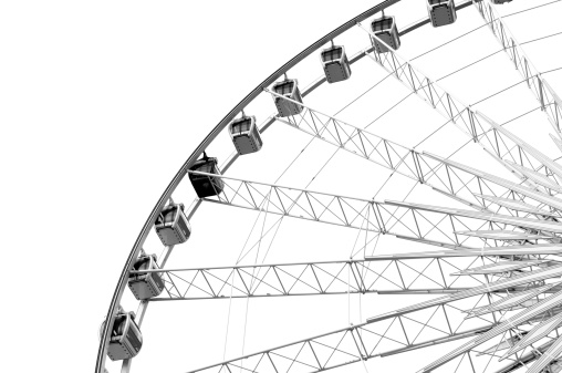 Isolated Ferris wheel, black and white color