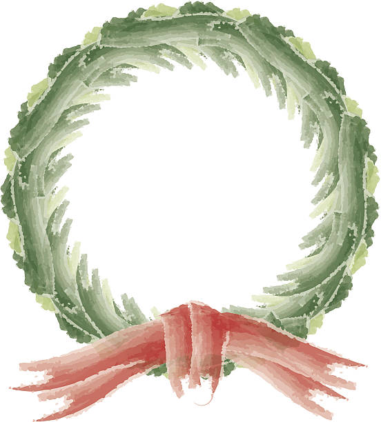 Estilo aguarela férias Coroa de flores-Vetor de Natal - ilustração de arte vetorial
