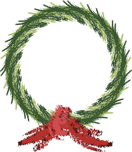 Pencil Sketch Style Holiday Wreath vector art illustration