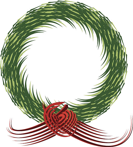 Christmas Wreath, pen and ink style vector art illustration