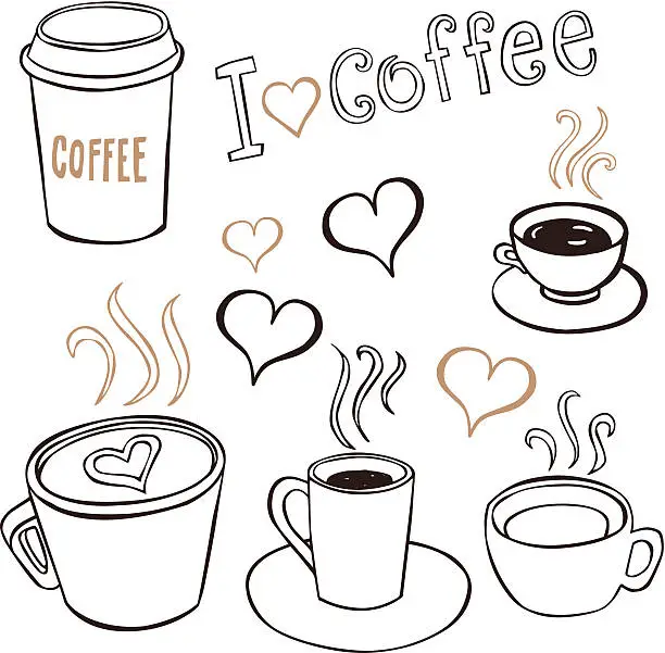 Vector illustration of Various images representing the love of coffee