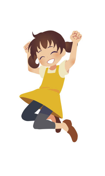 istock Clip art of  girl jumping 1881451998