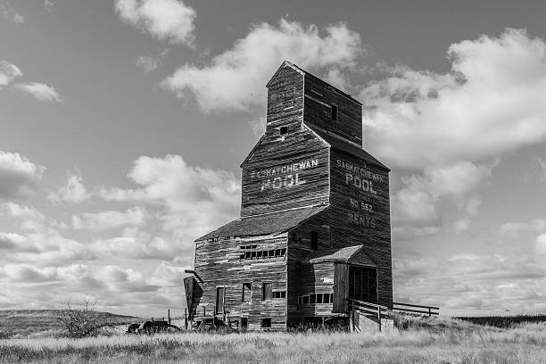 ビンテージ穀物エレベーター - canada saskatchewan grain elevator prairie ストックフォトと画像