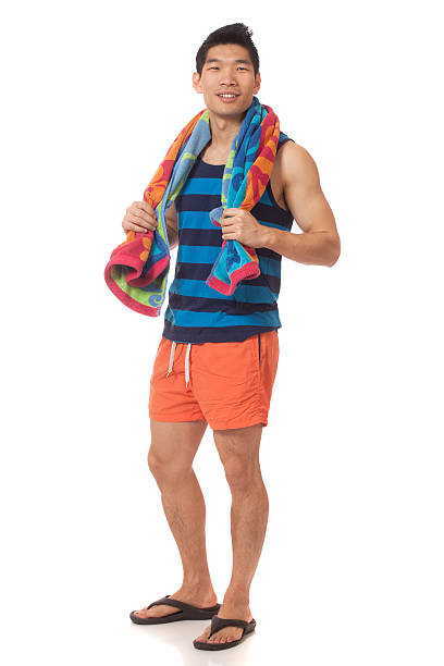 mann in bademode - swim truncks stock-fotos und bilder