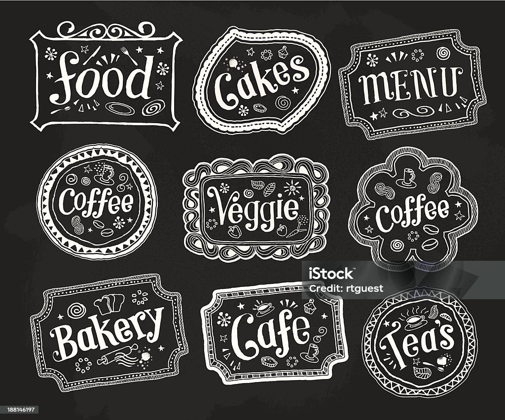 Hand drawn blackboard doodles Hand drawn blackboard doodle designs. EPS10 file with no transparencies. Bakery stock vector