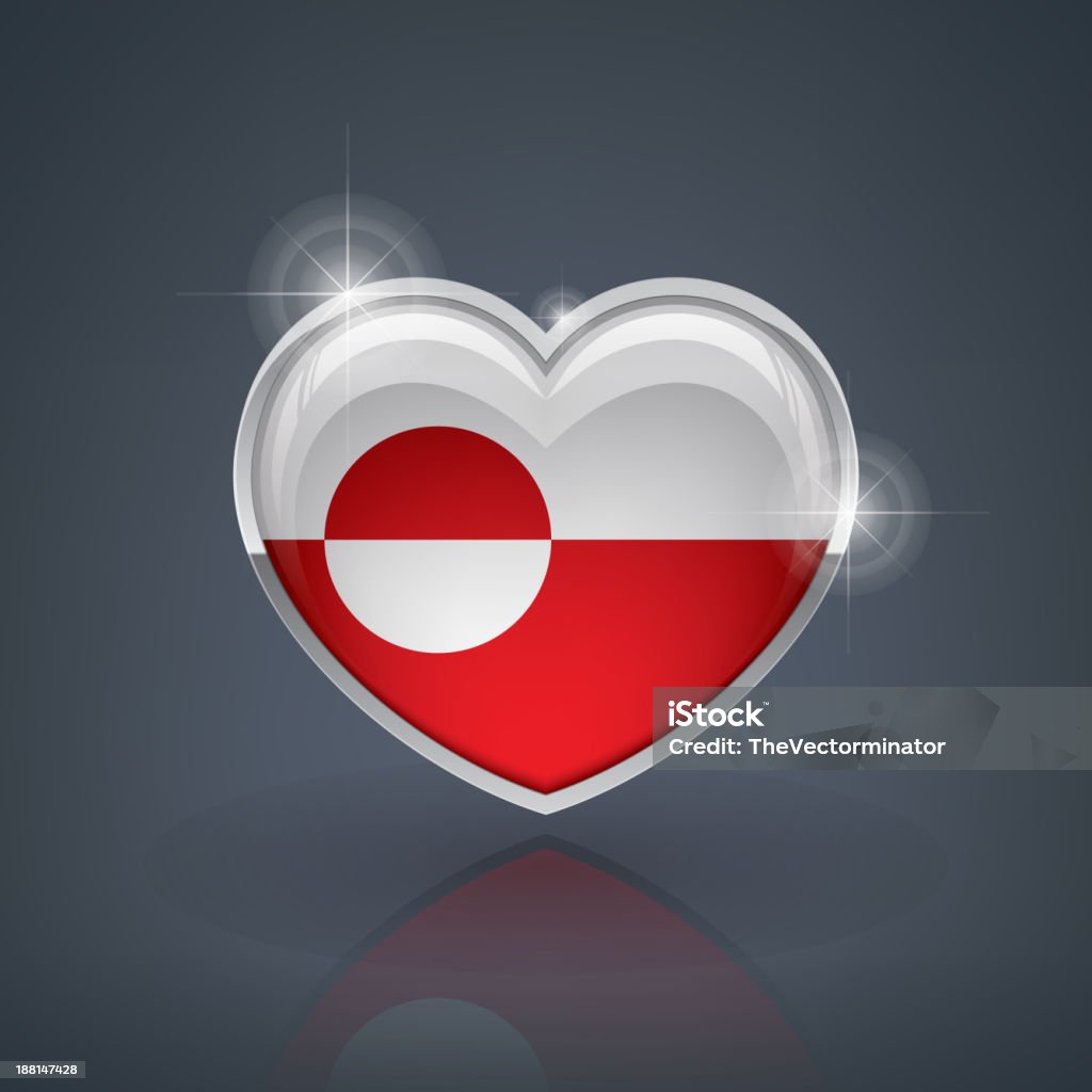 Greenland Glossy heart shape flags of the Worlds: Greenland (part of the Heart flags) Black Color stock vector