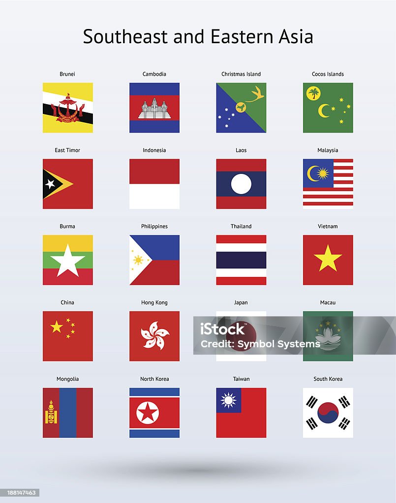 Koleksi Bendera Asia Tenggara Dan Timur Ilustrasi Stok - Unduh Gambar
