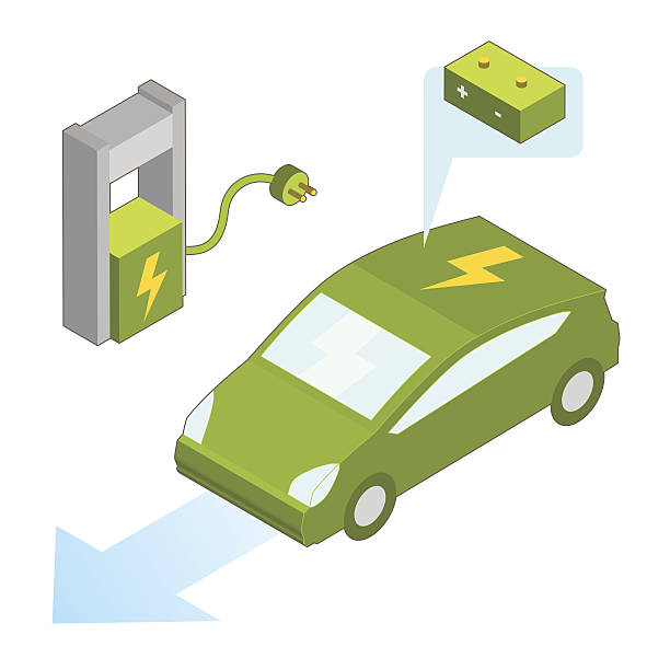 station de recharge pour voiture électrique et illustration vectorielle - Illustration vectorielle