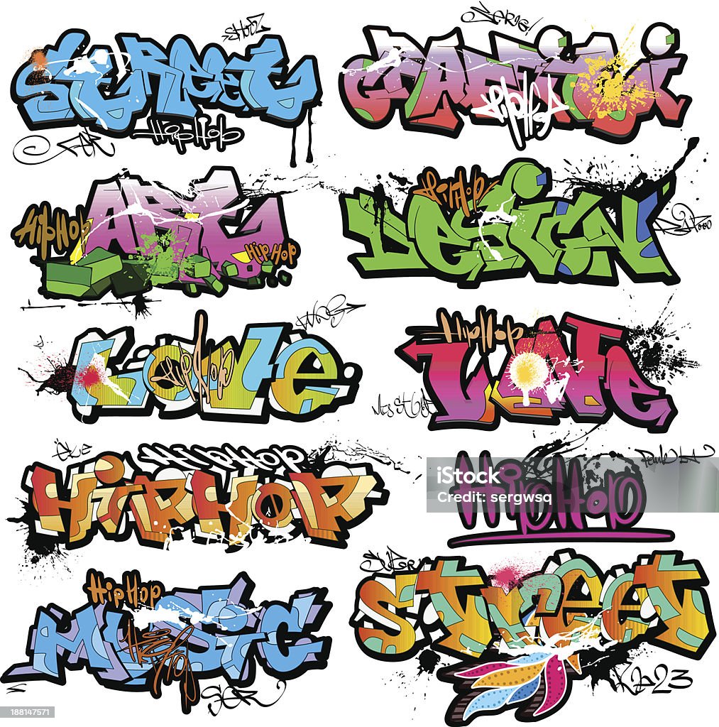 Graffiti urban art against white background Vector artistic illustration of urban graffiti Graffiti stock vector