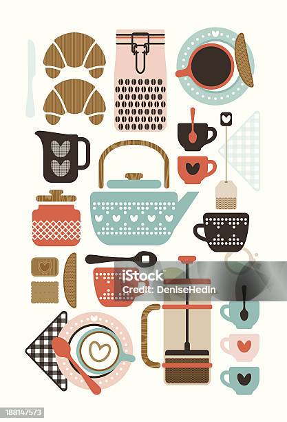 Tè E Caffè - Immagini vettoriali stock e altre immagini di Biscotto secco - Biscotto secco, Bollitore del tè, Caffeina